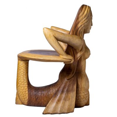 Ručně vyřezávaná dřevěná židle Mořská panna Indonesia
