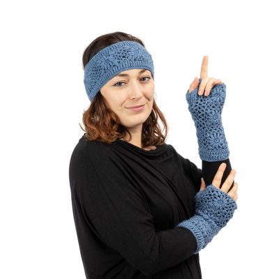 Vlněné bezprstové rukavice Bardia Blue Nepal