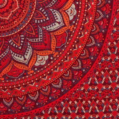 Bavlněný přehoz na postel Lotosová mandala – červeno-fialový India