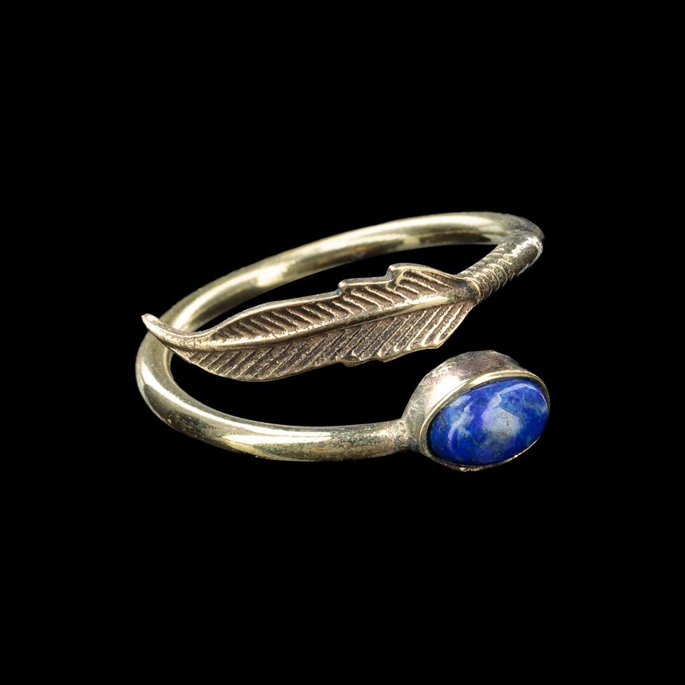 Mosazný prsten s kamínkem Fairuza - lapis lazuli - POSLEDNÍ KUS! India