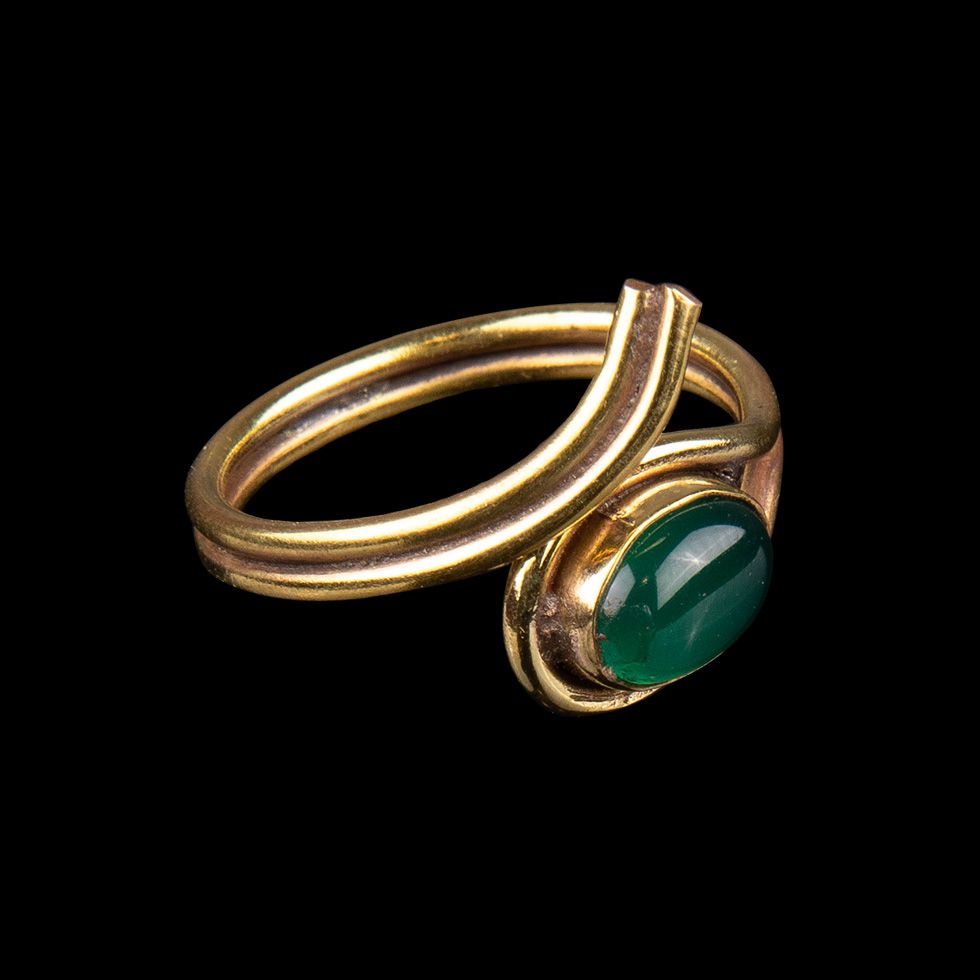 Mosazný prsten s kamínkem Ovidia - India