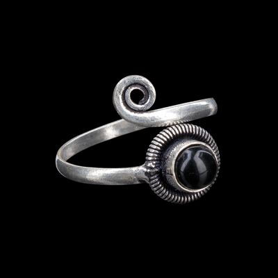 Prsten z německého stříbra s kamínkem Aurelie | černý onyx, tyrkenit
