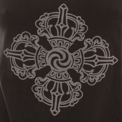 Bavlněné oblečení na jógu Dvojité dordže a Čakry - černé - - top L/XL Nepal