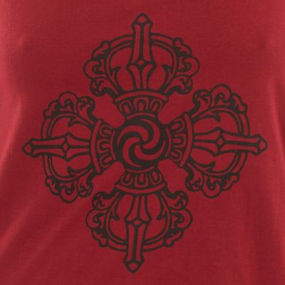 Bavlněné oblečení na jógu Dvojité dordže a Čakry – červené - - legíny L/XL Nepal