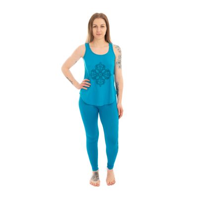Bavlněné oblečení na jógu Dvojité dordže a Čakry – modré - - set top + legíny L/XL Nepal