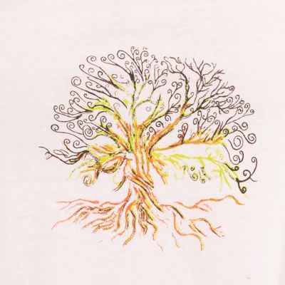 Bavlněné oblečení na jógu Strom života a Čakry – bílé - - legíny L/XL Nepal