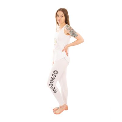 Bavlněné oblečení na jógu Strom života a Čakry – bílé - - top L/XL Nepal
