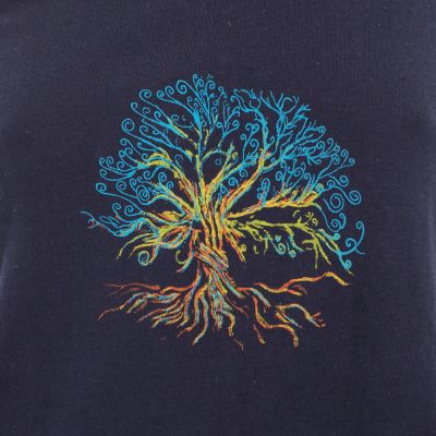 Bavlněné oblečení na jógu Strom života a Čakry - tmavě modré - - top L/XL Nepal