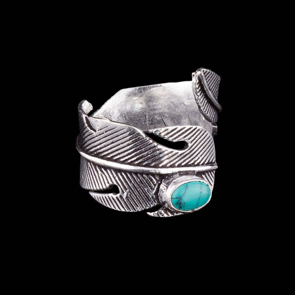 Etno prsten z německého stříbra s kamínkem Sadiki - tyrkenit - POSLEDNÍ KUS! India