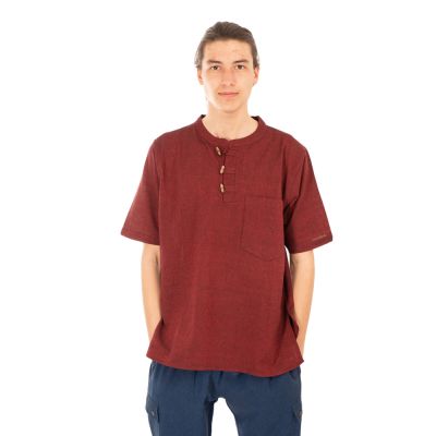 Kurta Pendek Merun - pánská košile s krátkým rukávem | S, M, L, XL, XXL, XXXL
