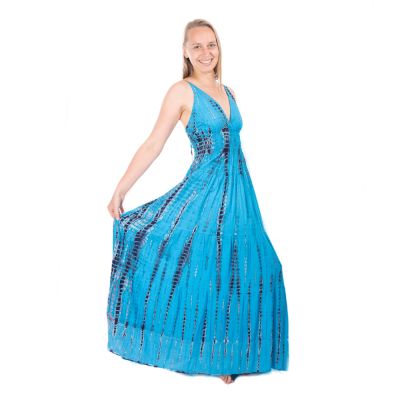 Dlouhé azurově modré batikované šaty Kantima Cyan | UNI - POSLEDNÍ KUS!