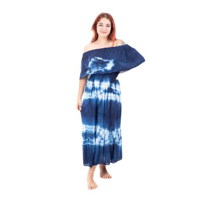 Dlouhé batikované šaty s volány Annabelle Blue Thailand