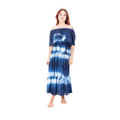 Dlouhé batikované šaty s volány Annabelle Blue | UNI