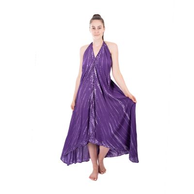 Dlouhé fialové batikované šaty Tripta Purple Thailand