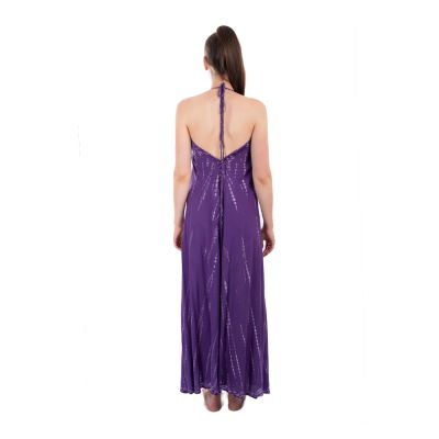 Dlouhé fialové batikované šaty Tripta Purple Thailand