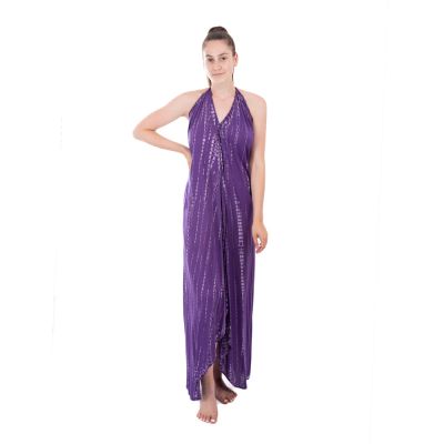 Dlouhé fialové batikované šaty Tripta Purple | UNI