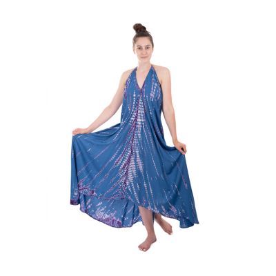 Dlouhé kobaltově modré batikované šaty Tripta Cobalt Blue Thailand