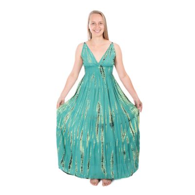 Dlouhé mintově zelené batikované šaty Kantima Mint | UNI