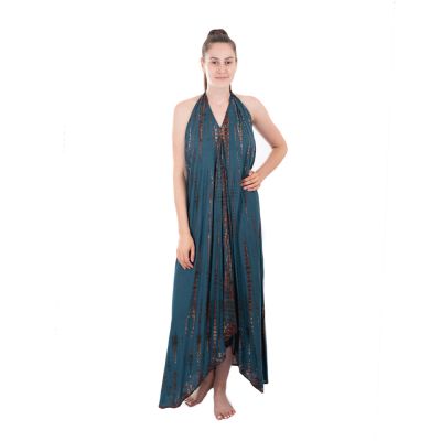Dlouhé petrolejově modré batikované šaty Tripta Petrol Blue | UNI