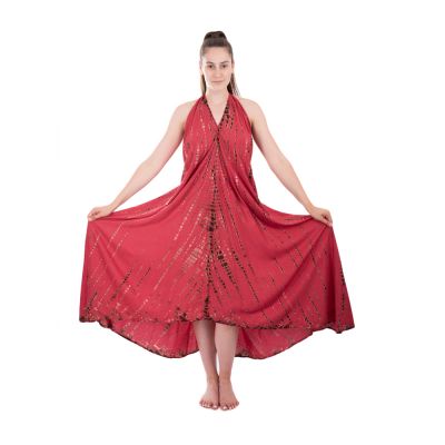 Dlouhé vínově červené batikované šaty Tripta Burgundy | UNI