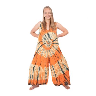 Dlouhý oranžový batikovaný hippie overal Sonali Orange | UNI