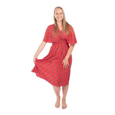 Etno šaty s kimono rukávy Doralia červené India