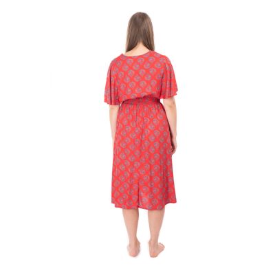 Etno šaty s kimono rukávy Doralia červené India