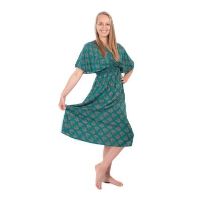 Etno šaty s kimono rukávy Doralia zelené India