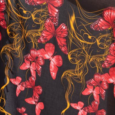 Sarong / pareo / plážový šátek Motýlí rej červený Thailand