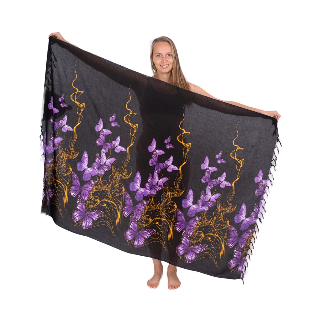 Sarong / pareo / plážový šátek Motýlí rej fialový Thailand