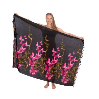 Sarong / pareo / plážový šátek Motýlí rej růžový