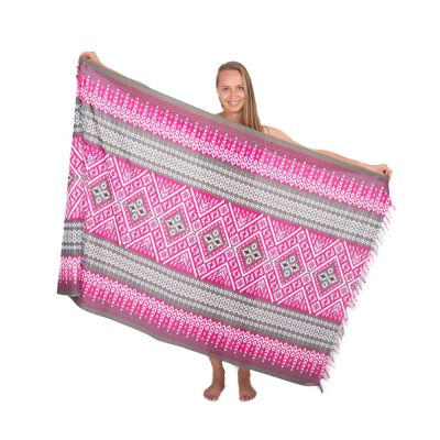 Sarong / pareo / plážový šátek Ophelia – šedý-růžový