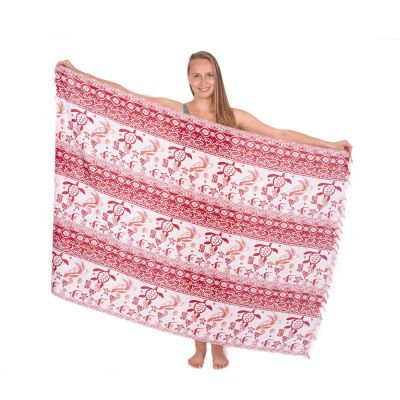 Sarong / pareo / plážový šátek Podmořský svět červený