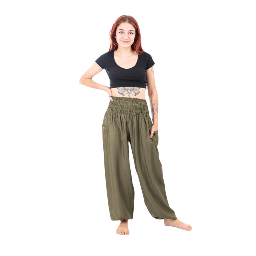Turecké kalhoty / harémky Somchai Khaki Thailand