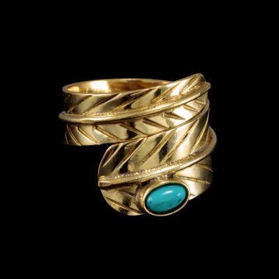 Mosazný prsten s kamínkem Feather - tyrkenit