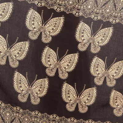 Sarong / pareo / plážový šátek s motýlky Butterflies Black Thailand
