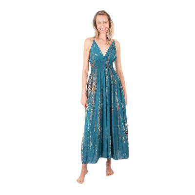 Dlouhé petrolejově modré batikované šaty Kantima Petrol Blue | UNI