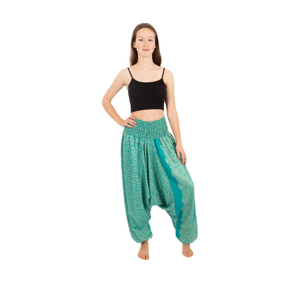 Teplé akrylové turecké kalhoty Damini Aqua India