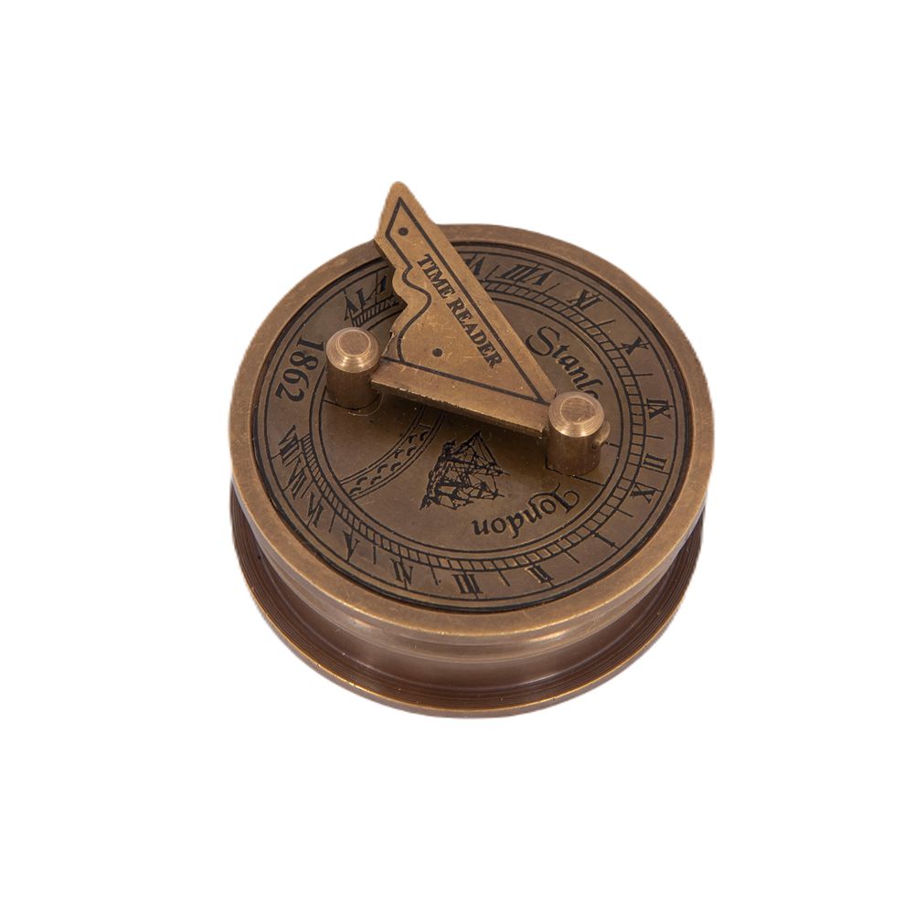 Mosazný retro kompas se slunečními hodinami Stanley London 1862 India