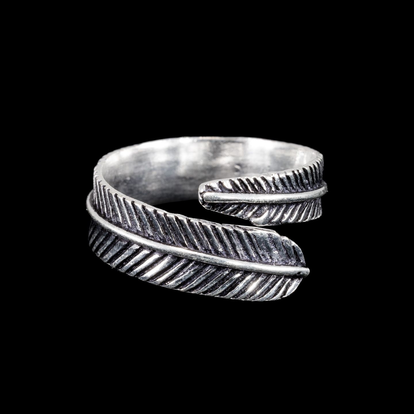 Prsten z německého stříbra Narrow Feather 2 India