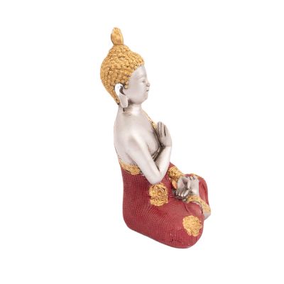 Soška z pryskyřice Buddha v červeném rouchu India