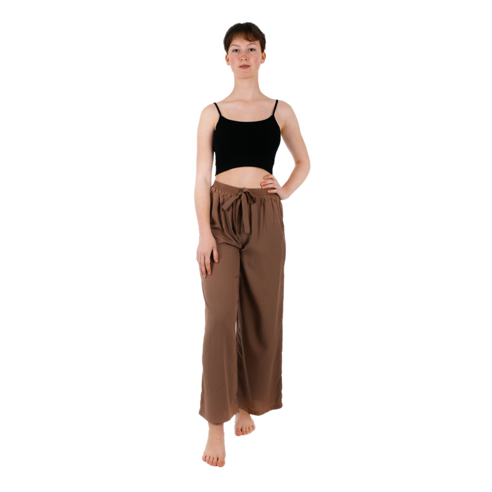 Jednobarevné kalhoty Sarai Cinnamon brown Thailand