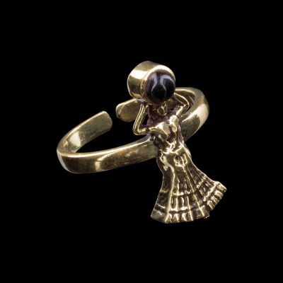 Mosazný prsten na nohu s kamínkem Nefertari Černý Onyx 1