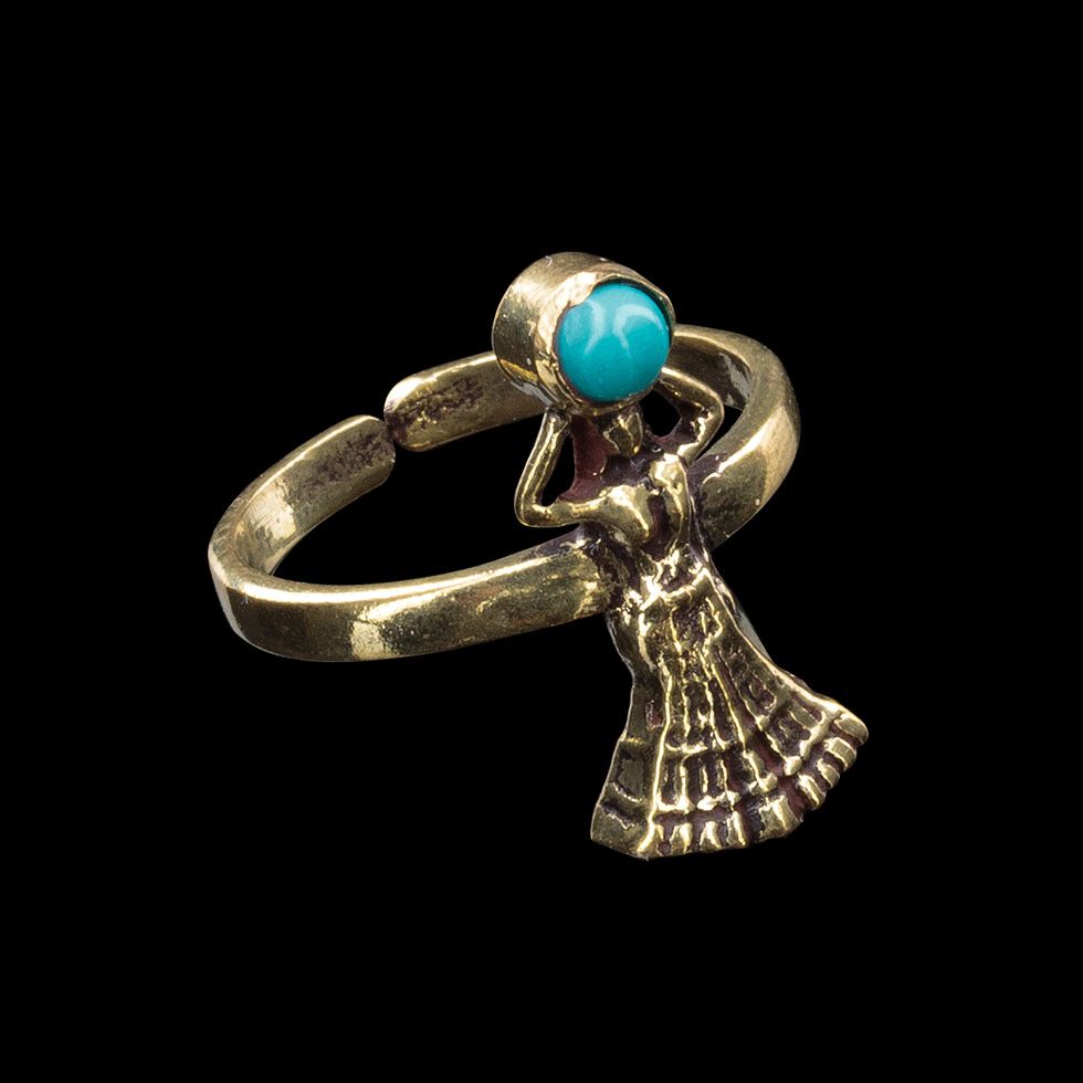 Mosazný prsten na nohu s kamínkem Nefertari Tyrkenit 1 India
