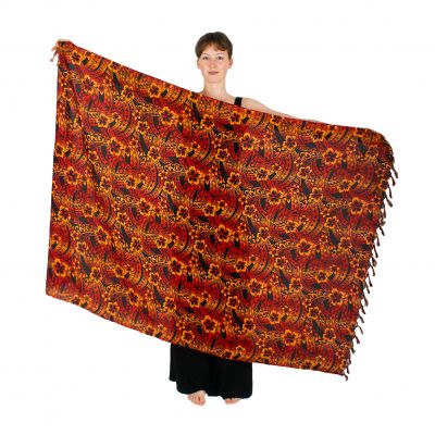 Sarong / pareo / plážový šátek Sibyl – červený-oranžový