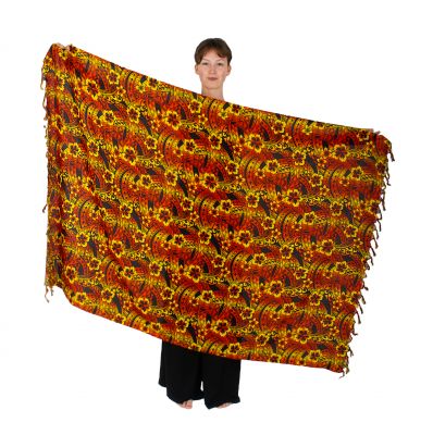 Sarong / pareo / plážový šátek Sibyl – červený-žlutý