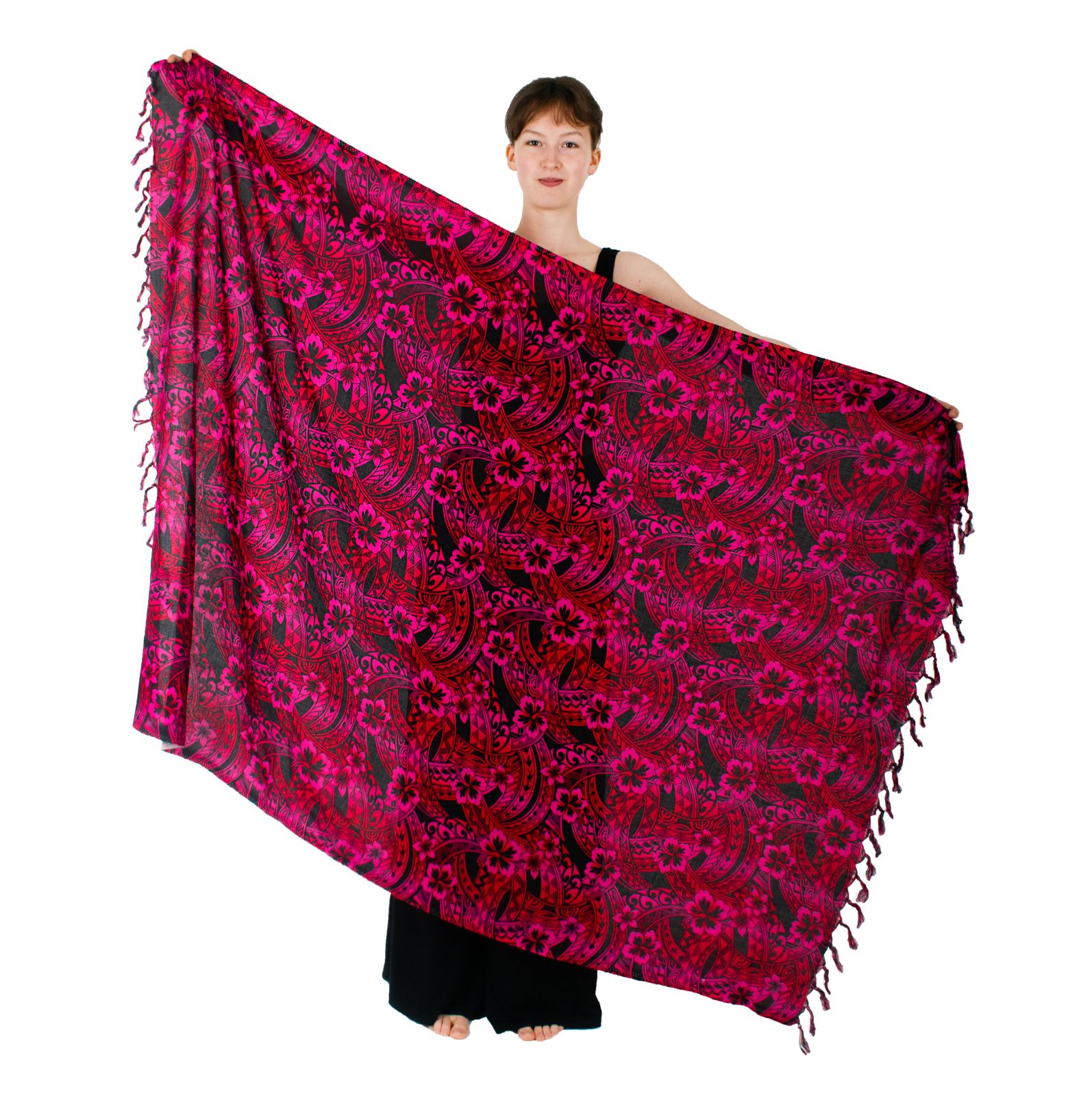 Sarong / pareo / plážový šátek Sibyl – růžový Thailand