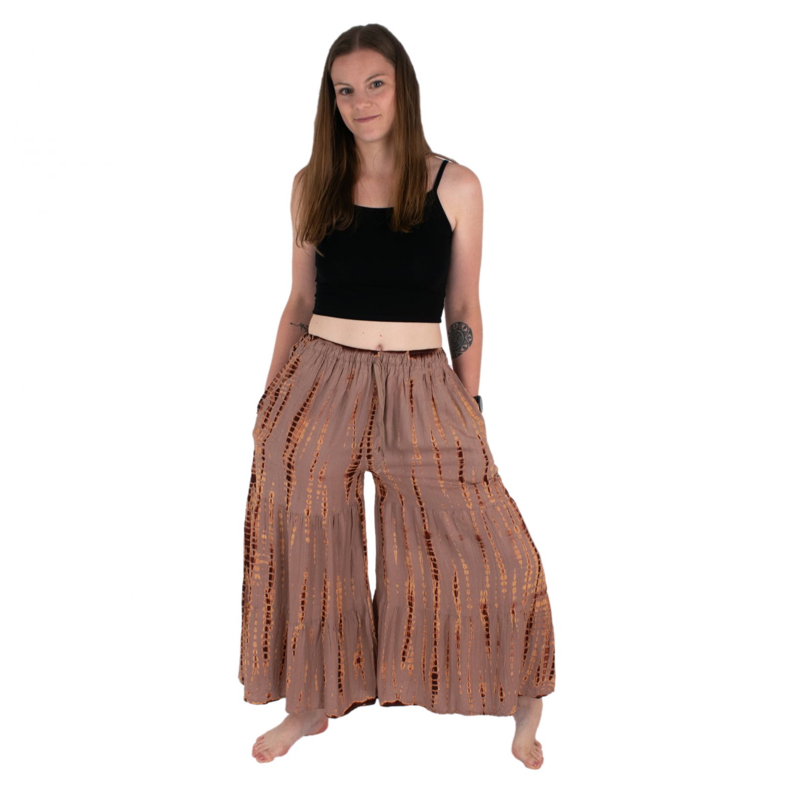 Batikovaná kalhotová sukně Yana Greyish-Brown Thailand