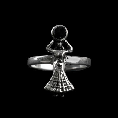 Prsten na nohu z německého stříbra s kamínkem Nefertari Černý onyx 2