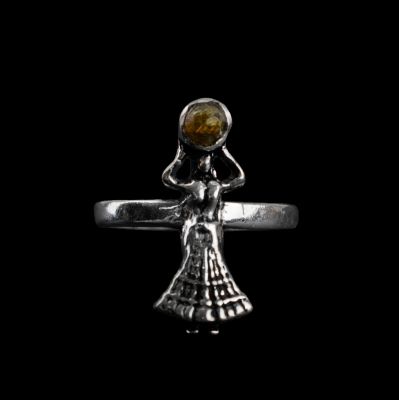 Prsten na nohu z německého stříbra s kamínkem Nefertari Tygří oko